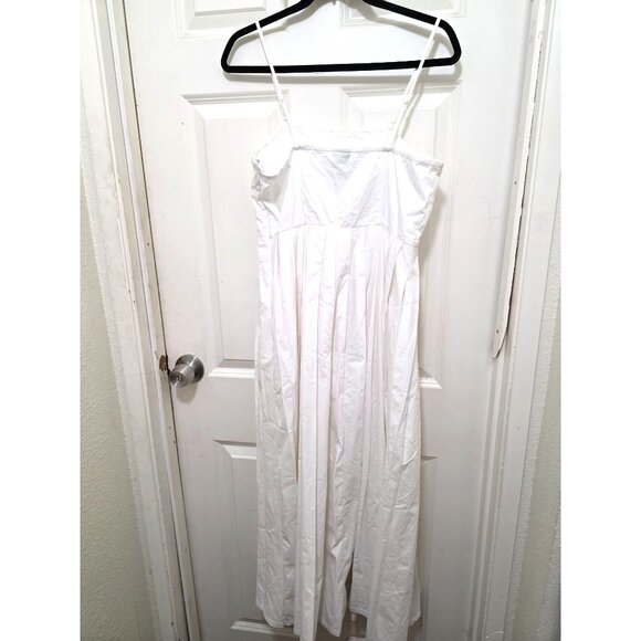 A NEW DAY White Pleated Spaghetti Strap Midi Dress Smocked Back Size 10 - Picture 3 of 13